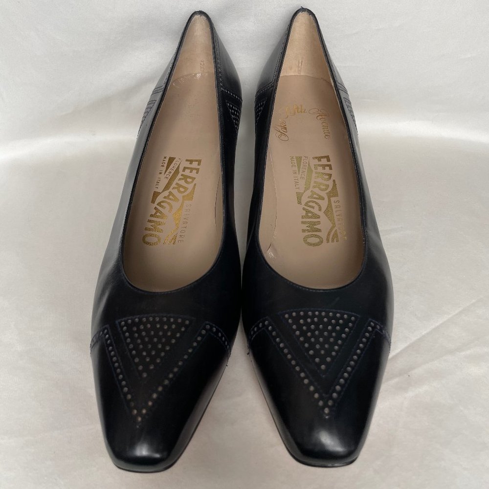 Salvatore Ferragamo Black Leather Pumps
